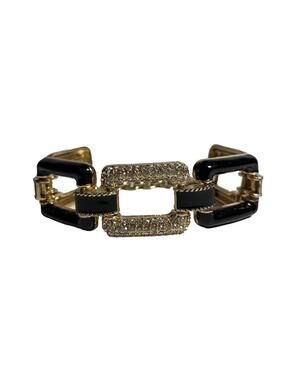 Black and Gold Bracelet - Fake Diamonds - Brand New - Elegant Costume Jewelry